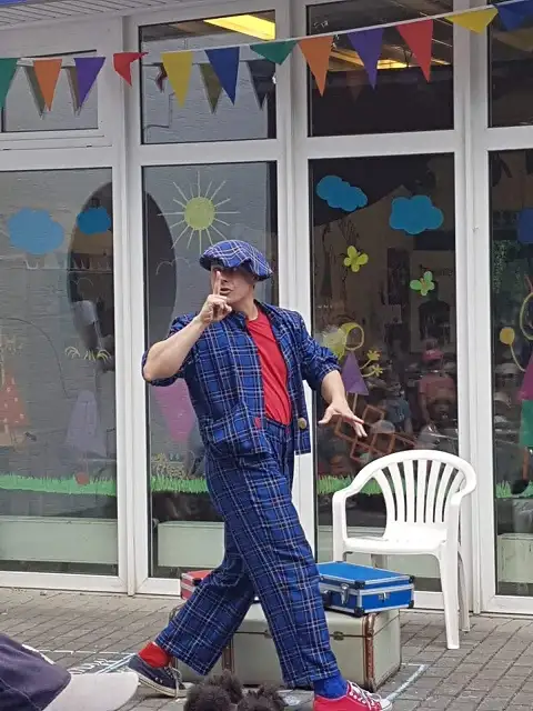 Magic show at a school with clown magician LIAR