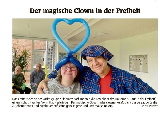 Artikel der Halterner Zeitung: Magischer Clown in der Freiheit