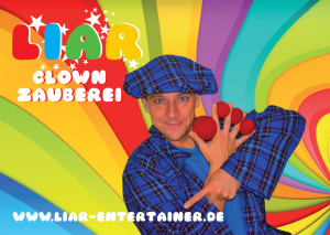 Flyer Clown und Zauberer LIAR für Kindergeburtstag in Mülheim